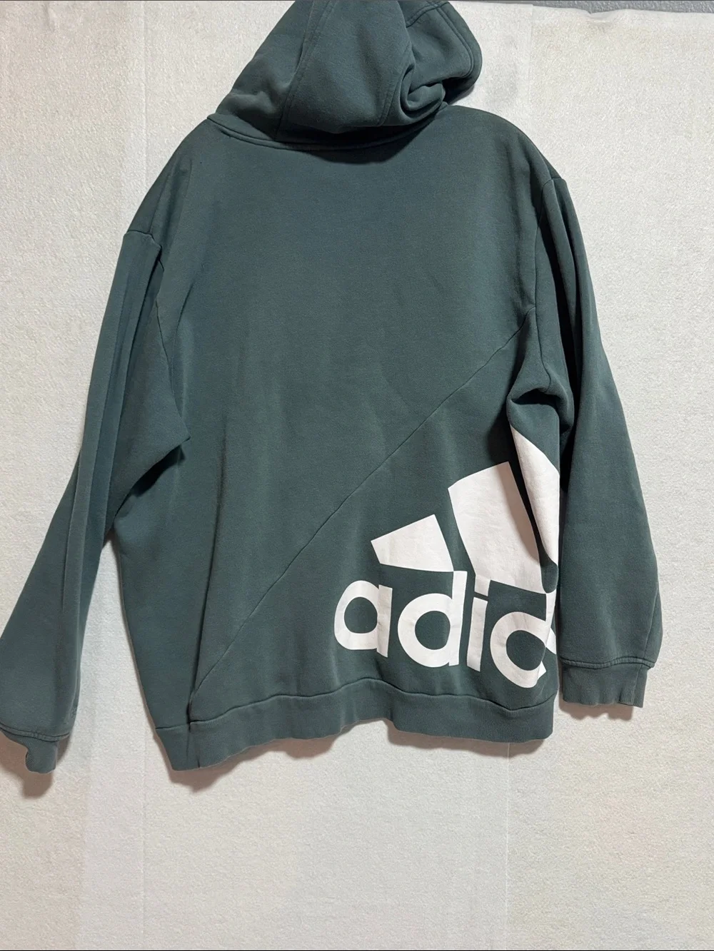 adidas Dark Green Crewneck Hoodie with Front Pocket